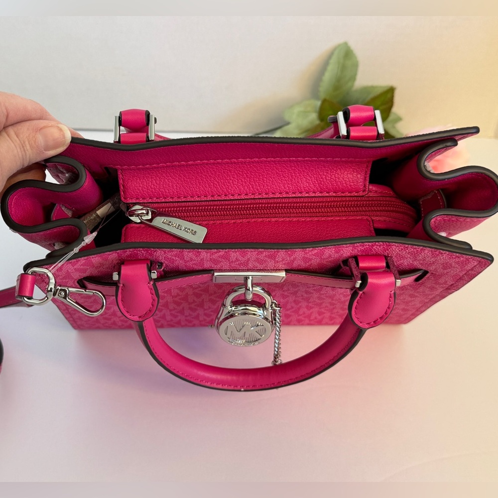 Michael Kors Dragonfruit Hamilton Small Signature Logo Satchel - Picture 6 of 12